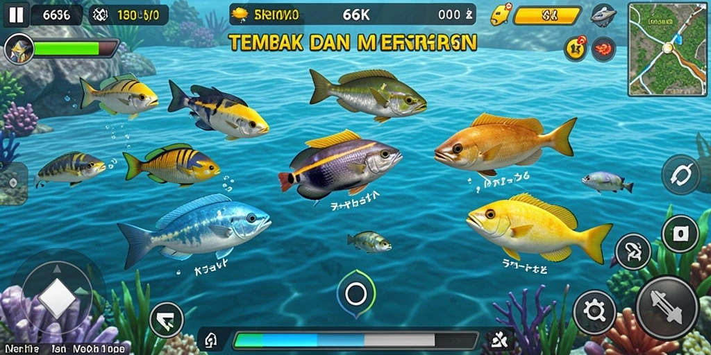Tampilan gameplay 66K dengan aksi Tembak Ikan yang dinamis.