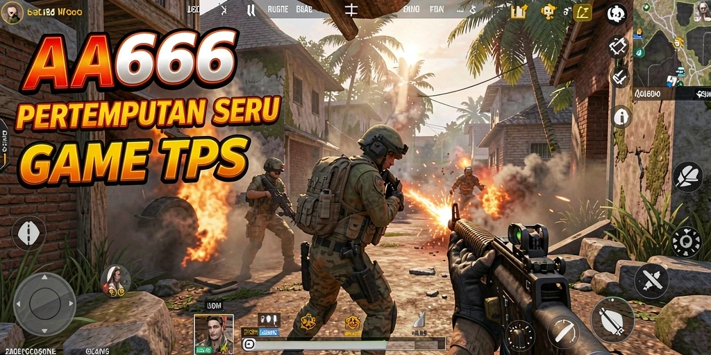 Screenshot gameplay seru dari AA666 dengan aksi tembak-menembak.