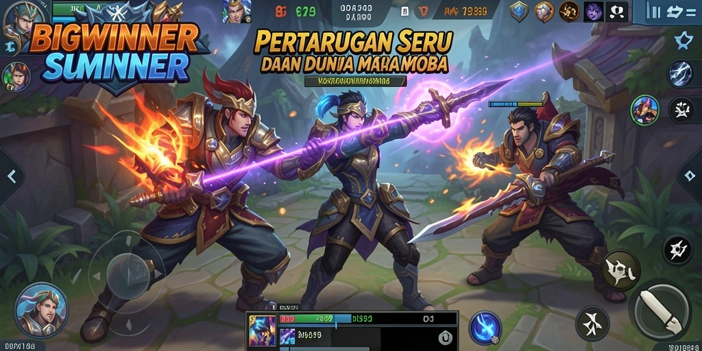 Tampilan seru gameplay MOBA di BIGWINNER dengan pertarungan strategi.