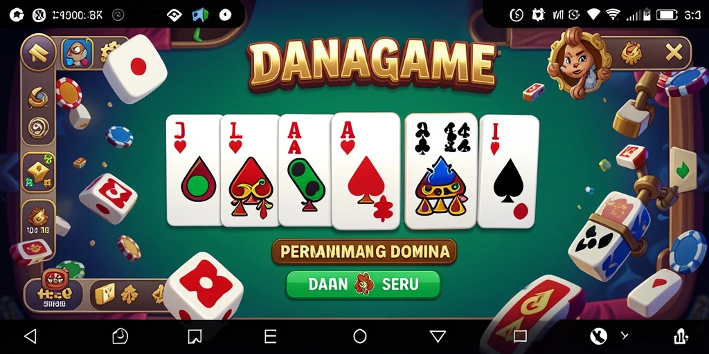 Screenshot utama menunjukkan gameplay seru dari DANAGAME di Domino.