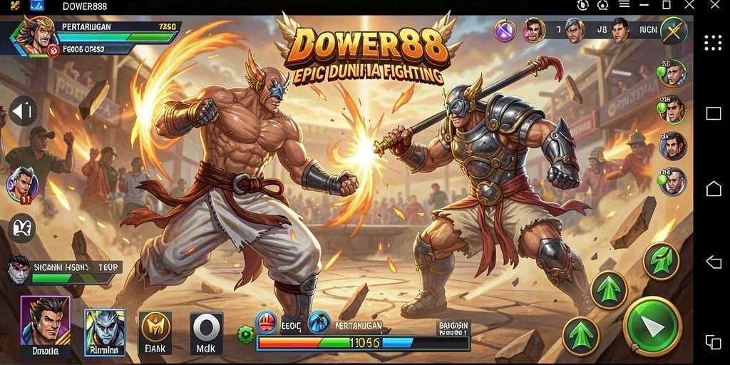 Screenshot DOWER88 menampilkan aksi pertarungan yang mendebarkan.