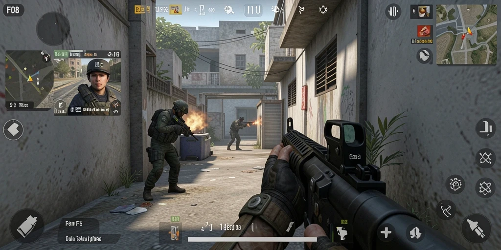 Tampilan gameplay menakjubkan FO8 dengan aksi pertempuran FPS intens.