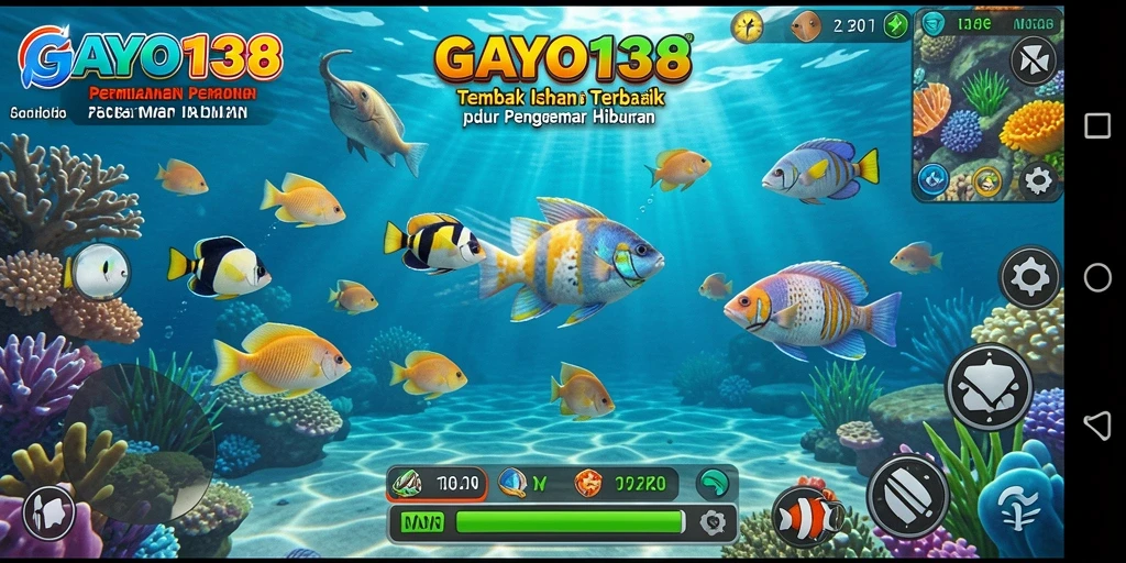 Screenshot GAYO138 menampilkan aksi seru menangkap ikan.