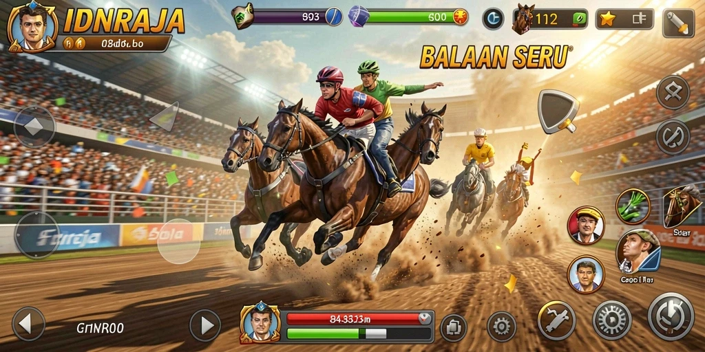 Gameplay menantang dalam balapan mobil IDNRAJA yang seru.