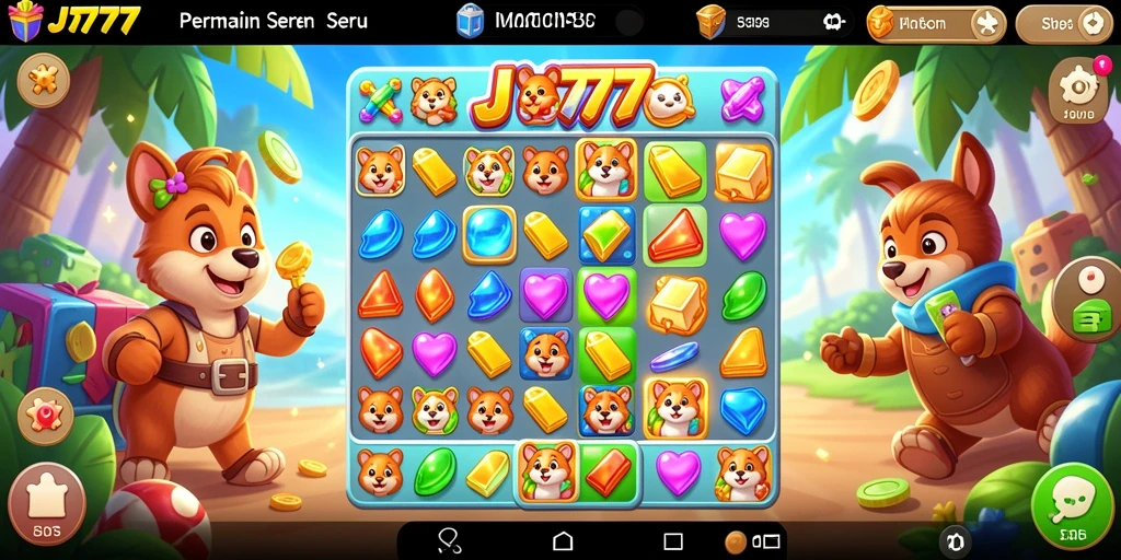 Tampilan gameplay JT777 yang seru dan berwarna-warni dalam kategori Match-3.