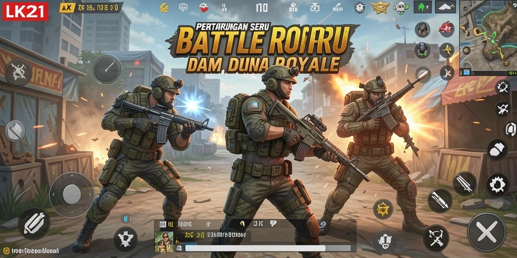 Tampilan gameplay intens dalam LK21 yang menampilkan pertempuran mendebarkan.
