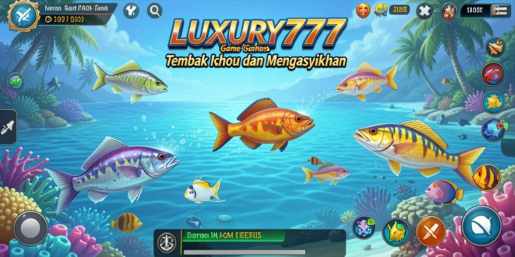 Tampilan gameplay Tembak Ikan yang menarik dan penuh warna.