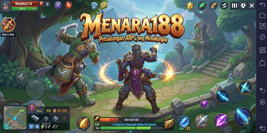 Gameplay seru dalam MENARA188 dengan pertarungan melawan musuh kuat.