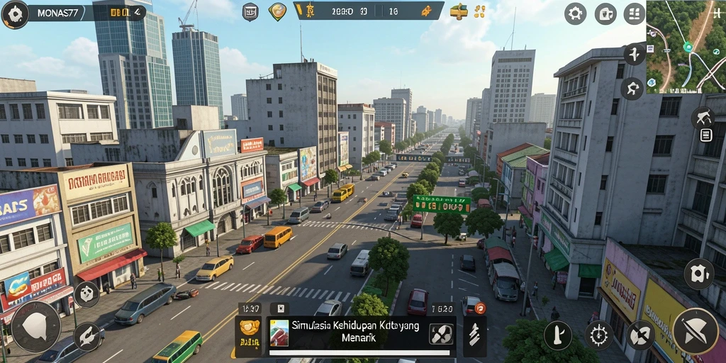 Screenshot gameplay MONAS77 dengan tampilan simulasinya.