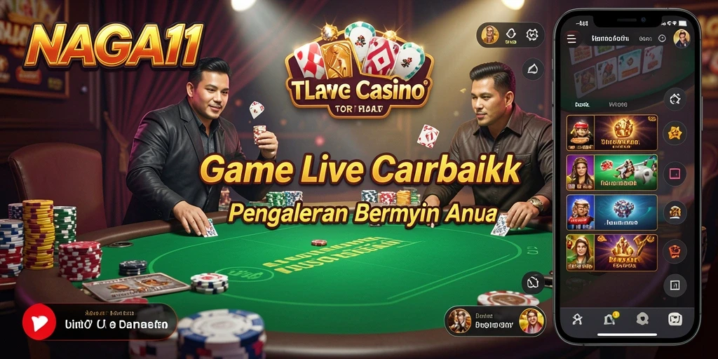 Tampilan gameplay NAGA11 yang mendebarkan dengan dealer langsung dan suasana kasino.