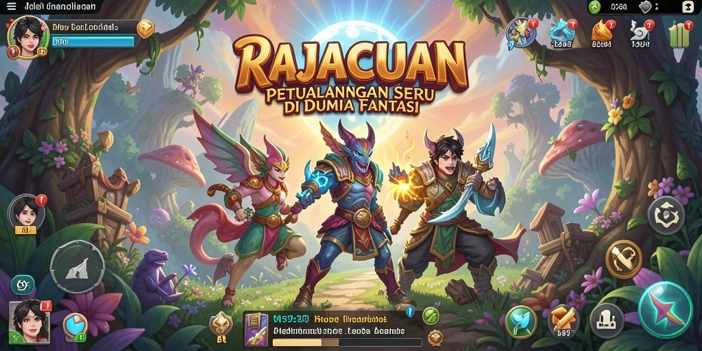 Screenshot RAJACUAN menampilkan gameplay seru dengan karakter menjelajahi dunia fantasi.