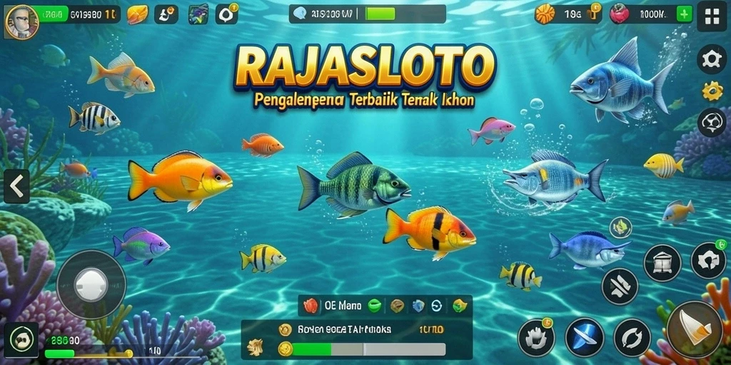 Gameplay seru Tembak Ikan di RAJASLOTO dengan aksi menangkap ikan.