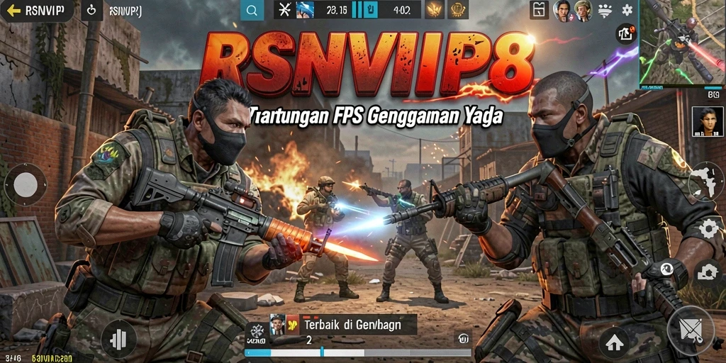 Menggambarkan aksi seru dalam game FPS RSNVIP8.