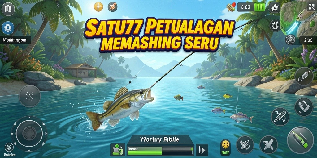 Tangkapan layar SATU77 yang menampilkan pemain menangkap ikan di laut.
