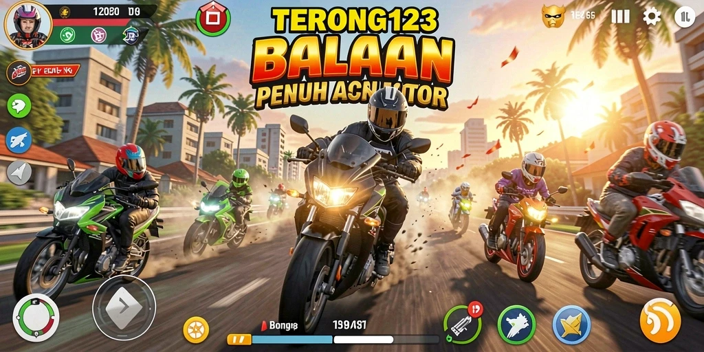 Tampilan gameplay seru balapan motor di TERONG123.