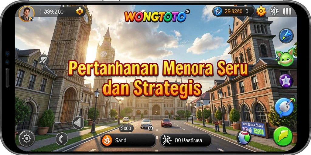 Tampilan gameplay <strong>WONGTOTO</strong> dengan menara yang siap menghadang musuh.